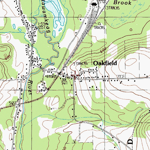 Topographic Map of Oakfield Seventh Day Adventist Church, ME