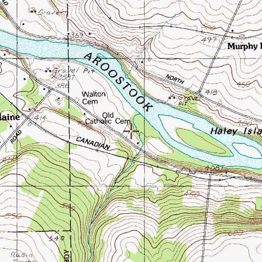 Topographic Map of Old Catholic Cemetery, ME