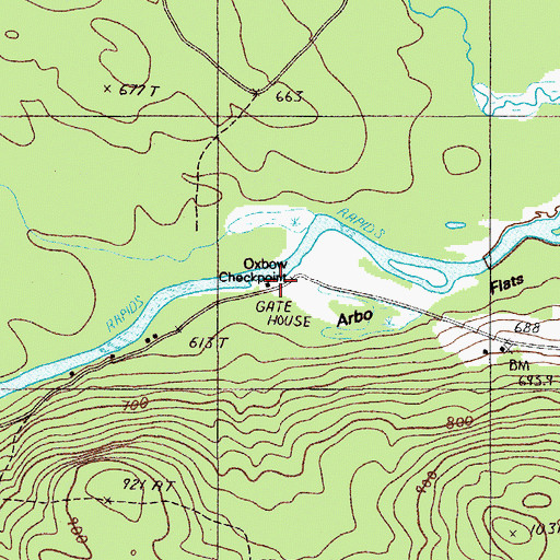 Topographic Map of Oxbow Checkpoint Building, ME
