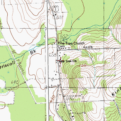 Topographic Map of Pine Tree Church, ME