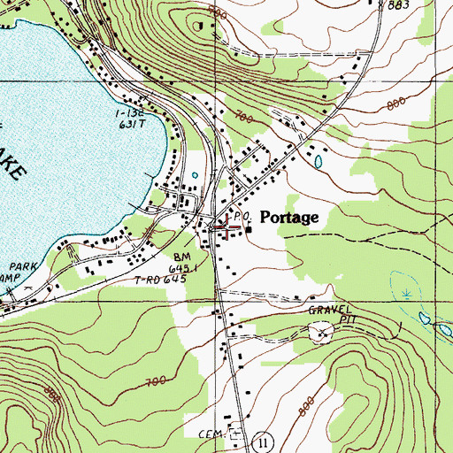 Topographic Map of Portage Post Office, ME