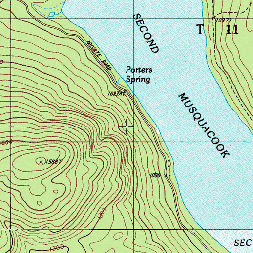 Topographic Map of Porters Spring, ME