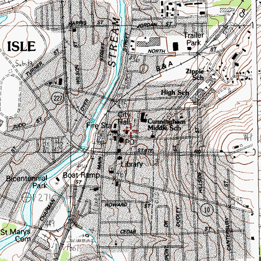 Topographic Map of Presque Isle Congregational Church, ME