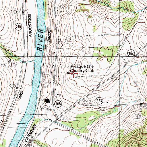 Topographic Map of Presque Isle Country Club, ME
