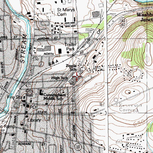 Topographic Map of Presque Isle High School, ME