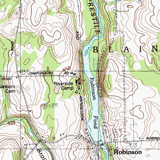 Topographic Map of Riverside Camp, ME