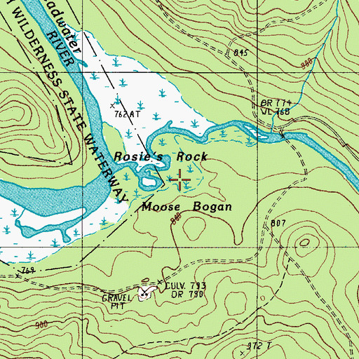 Topographic Map of Rosies Rock, ME