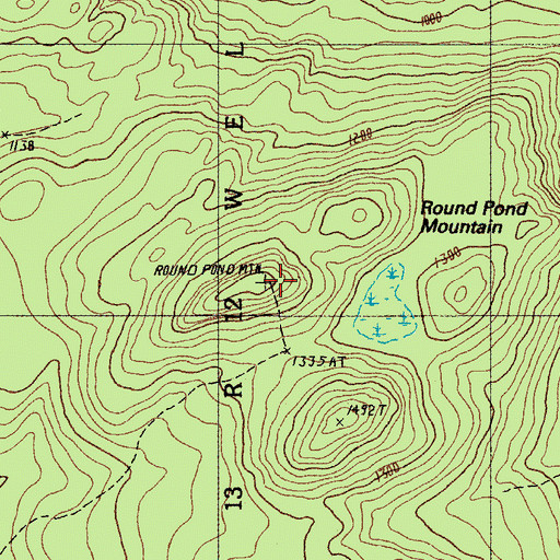 Topographic Map of Round Pond Mountain, ME