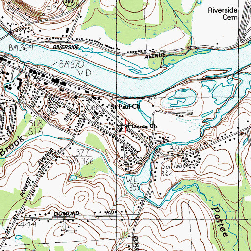 Topographic Map of Saint Denis Church, ME