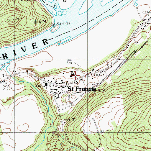 Topographic Map of Saint Francis Elementary School, ME