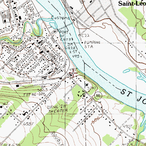 Topographic Map of Saint John Valley Health Center, ME