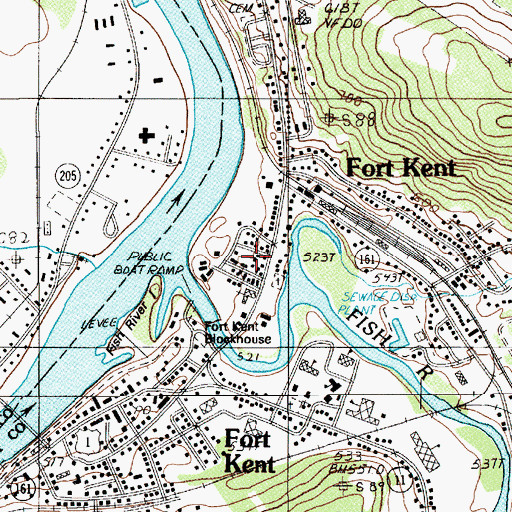 Topographic Map of Saint Louis Parish Church, ME