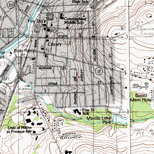 Topographic Map of Saint Marys Cemetery, ME