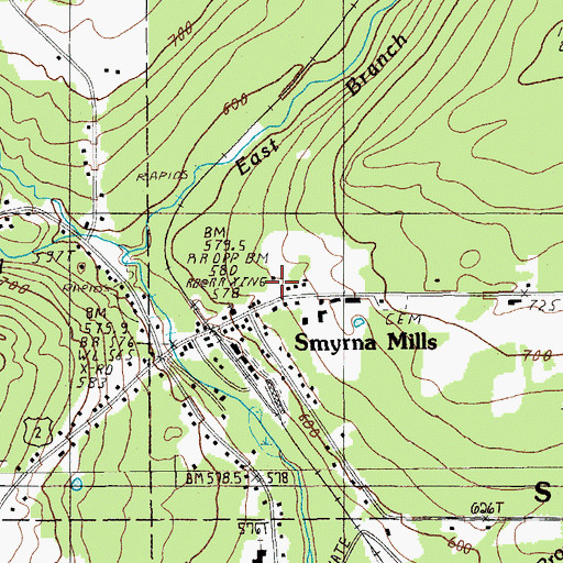 Topographic Map of Smyrna Mills Post Office, ME