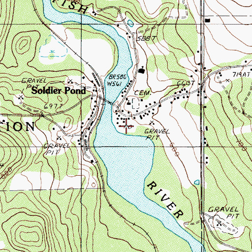 Topographic Map of Soldier Pond Post Office, ME