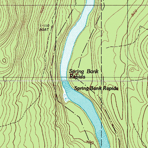 Topographic Map of Spring Bank Rapids, ME