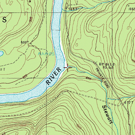 Topographic Map of Stewart Brook, ME
