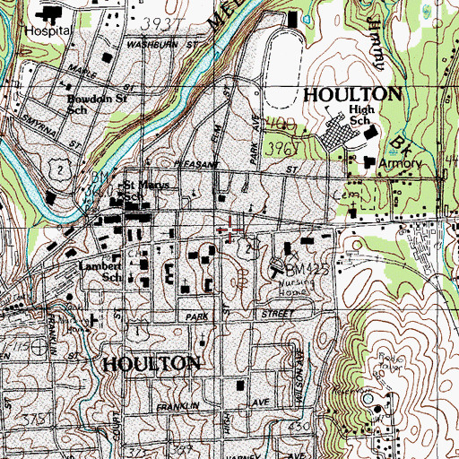 Topographic Map of Unitarian Church of Houlton, ME