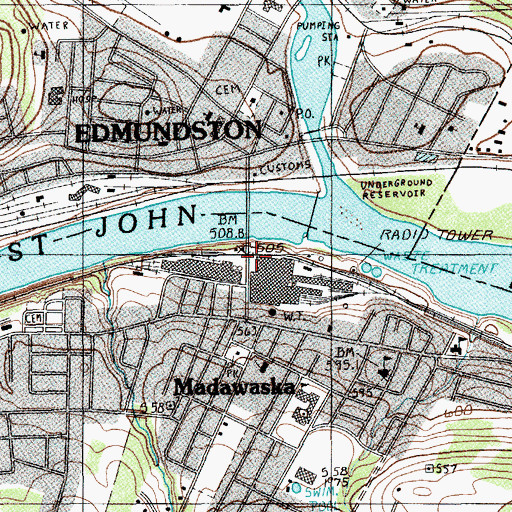 Topographic Map of United States Customs and Immigration Building, ME