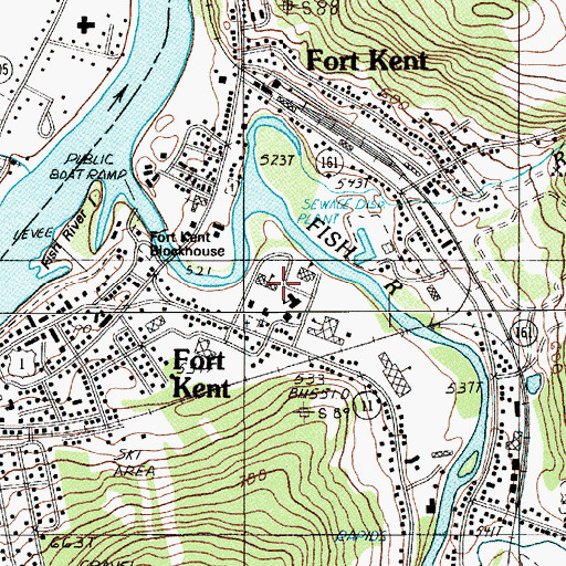 Topographic Map of University of Maine at Fort Kent, ME
