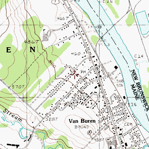 Topographic Map of Van Buren Community Center, ME