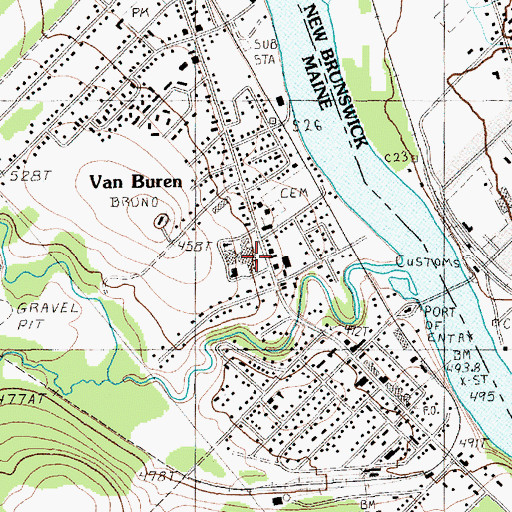 Topographic Map of Van Buren District Secondary School, ME