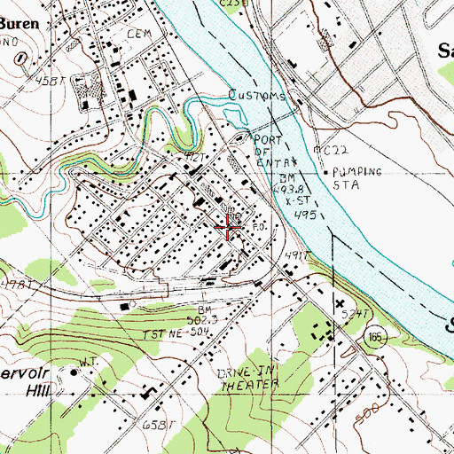 Topographic Map of Van Buren Municipal Building, ME