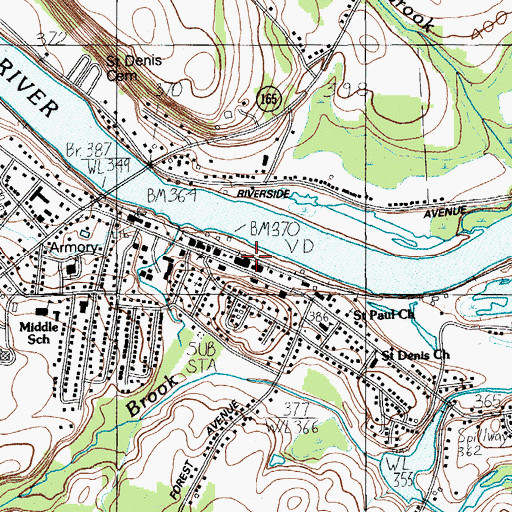 Topographic Map of Village Square Shopping Center, ME