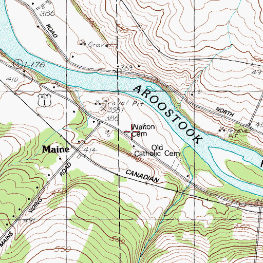 Topographic Map of Walton Cemetery, ME