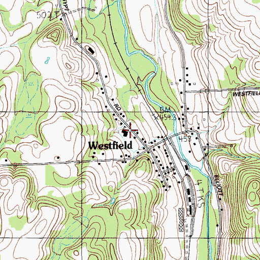 Topographic Map of Westfield Elementary School, ME