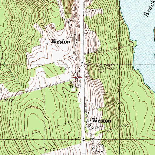 Topographic Map of Weston Community Church, ME