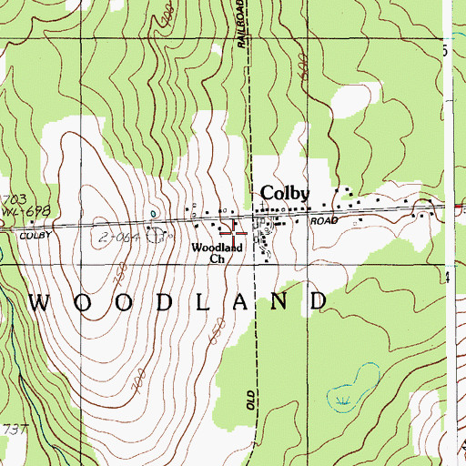 Topographic Map of Woodland Church, ME