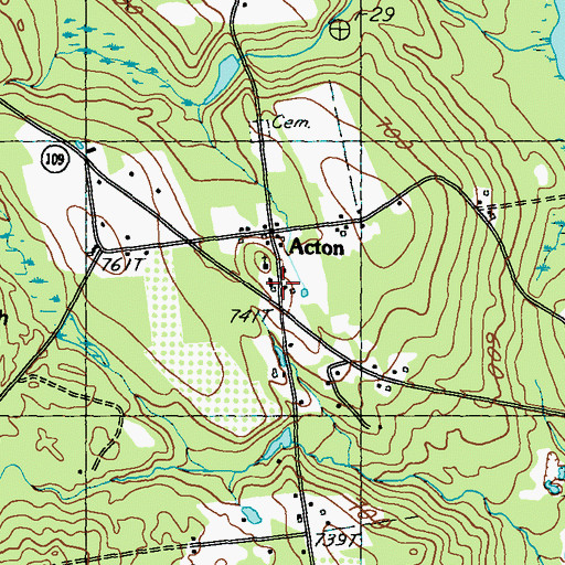 Topographic Map of Acton Public Library, ME