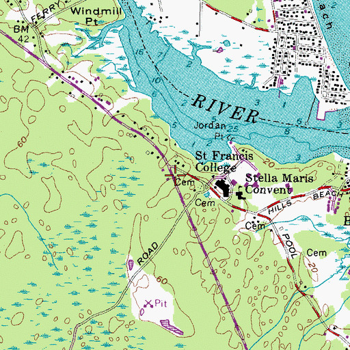 Topographic Map of Admissions House, ME