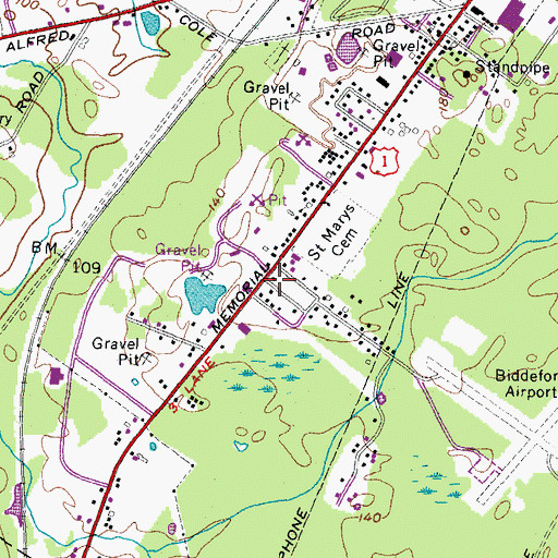 Topographic Map of Airport Village, ME