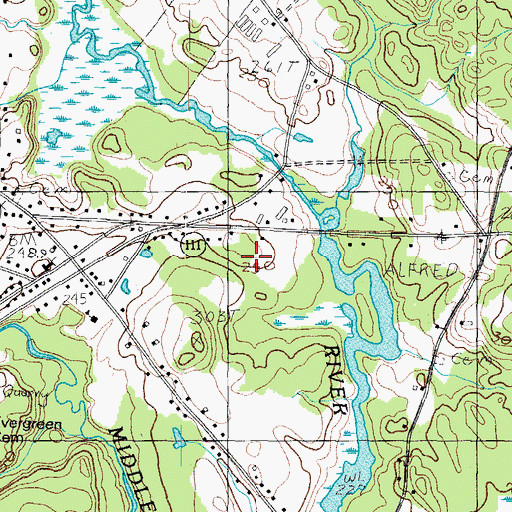 Topographic Map of Alfred Historic District, ME