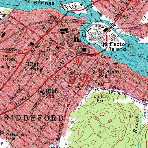 Topographic Map of Anchor Baptist Church, ME