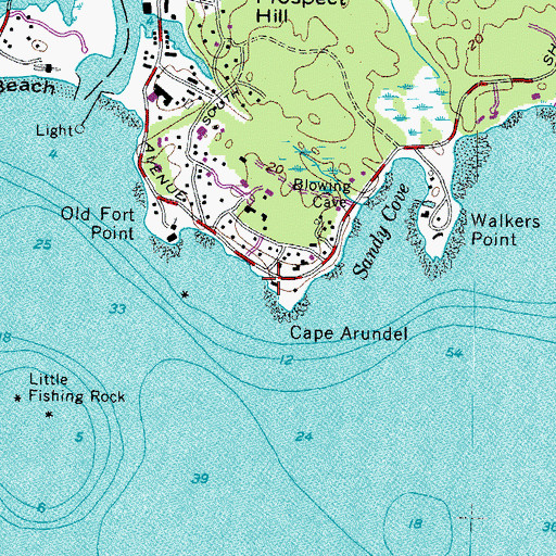 Topographic Map of Arundel Beach, ME