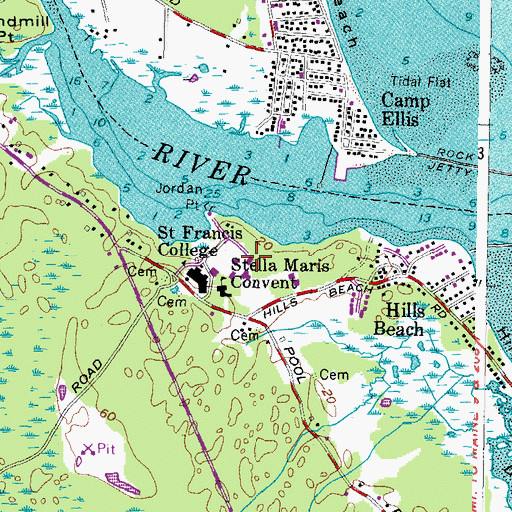 Topographic Map of Avila Hall, ME