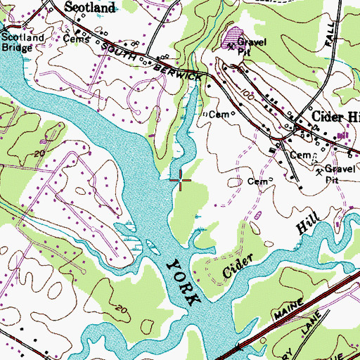 Topographic Map of Bass Cove Creek, ME