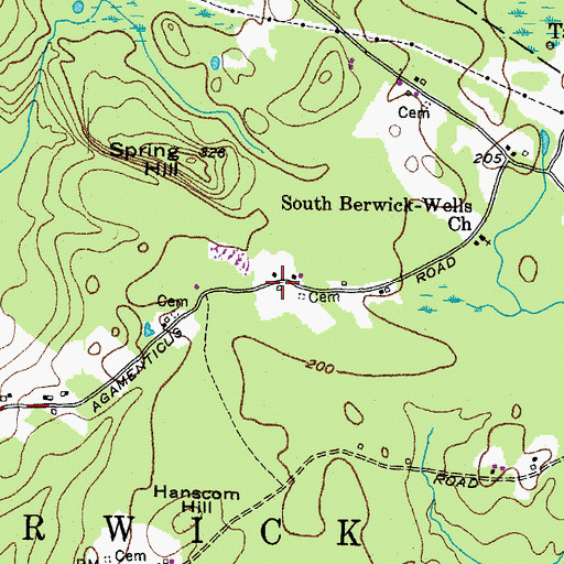 Topographic Map of Berwick Branch School, ME