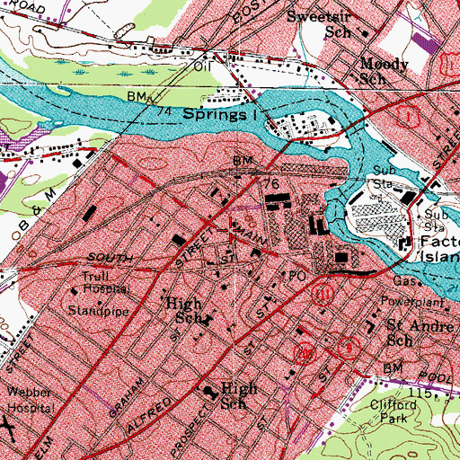 Topographic Map of Biddeford Historical Society Building, ME