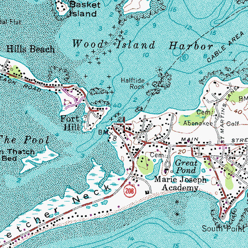 Topographic Map of Biddeford Pool Yacht Club, ME