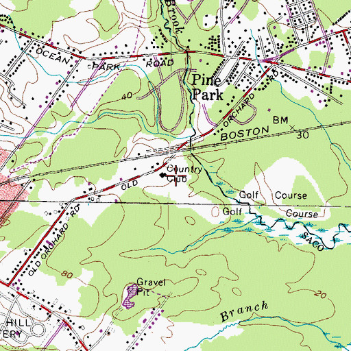 Topographic Map of Biddeford-Saco Country Club, ME