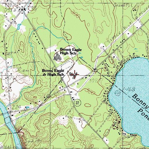 Topographic Map of Bonny Eagle Middle School, ME