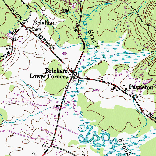 Topographic Map of Brixton School (historical), ME