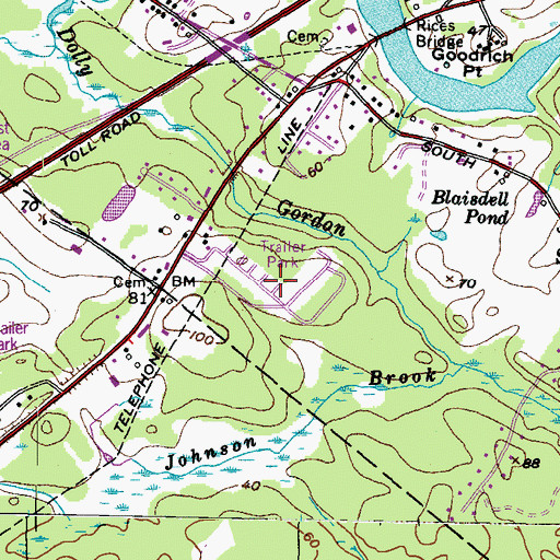 Topographic Map of Cain Crest Trailer Park, ME