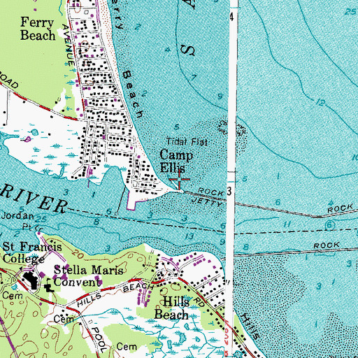 Topographic Map of Camp Ellis Reach, ME