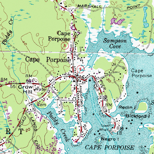 Topographic Map of Cape Porpoise Library, ME