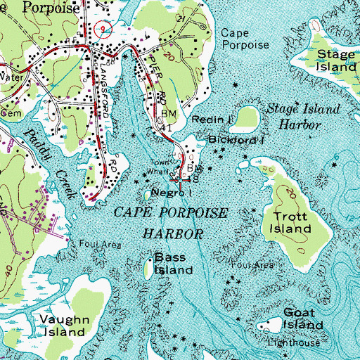 Topographic Map of Cape Porpoise Pier, ME